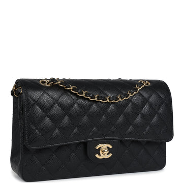 Chanel Medium Classic Double Flap Bag Black Caviar Gold Hardware