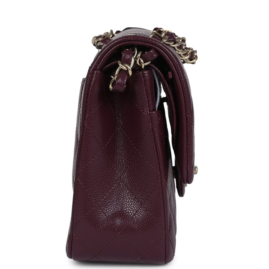 Chanel Medium Classic Double Flap Bag Burgundy Caviar Light Gold Hardware