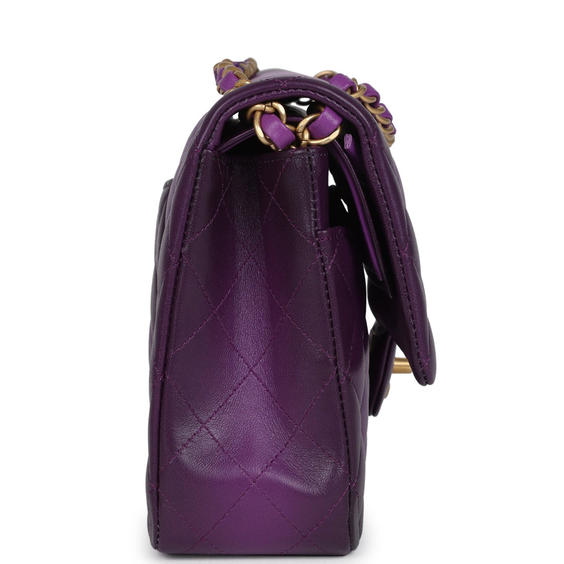 Chanel Medium Classic Double Flap Bag Purple Ombre Lambskin Brushed Gold Hardware