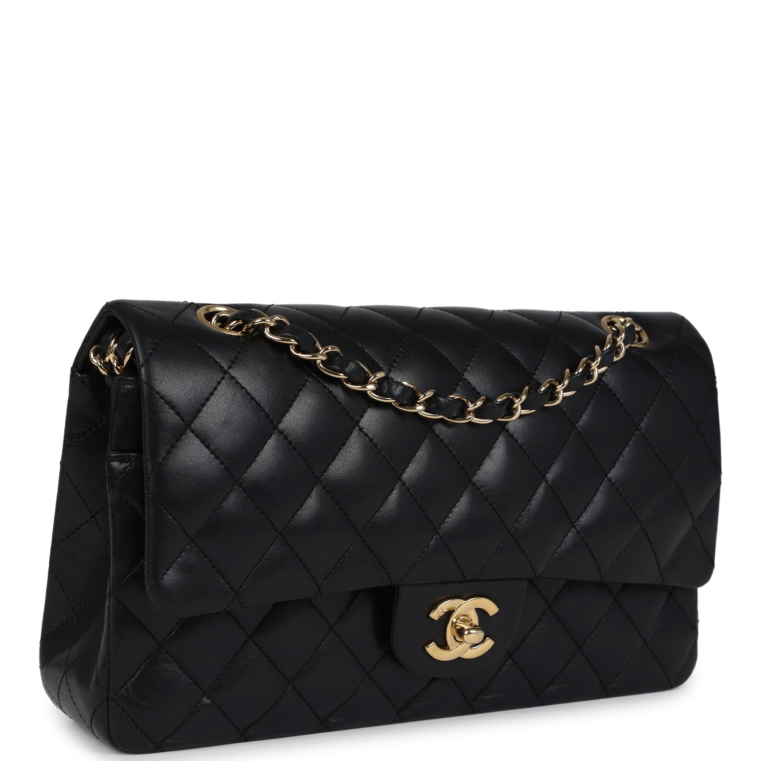 Chanel Medium Classic Double Flap Bag Black Lambskin Gold Hardware