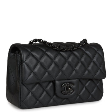 Chanel Mini Rectangular Flap So Black Iridescent Lambskin Black Hardware