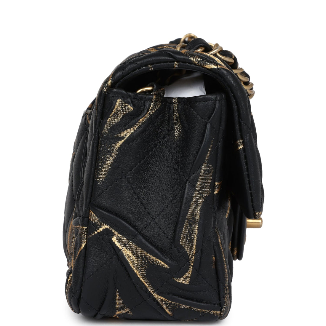 Chanel Mini Rectangular Flap Black and Gold Aged Calfskin Antique Gold Hardware