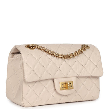 New Chanel Mini Reissue 224 2.55 Flap Bag Beige Aged Calfskin Antique Gold Hardware