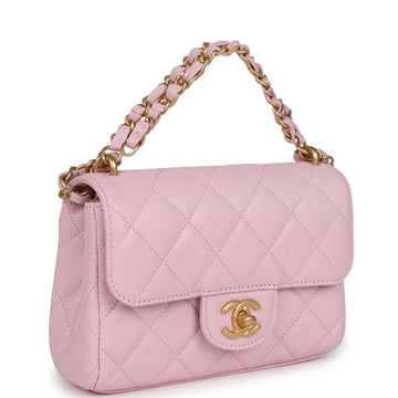 Chanel Mini Flap Bag Light Pink Caviar Brushed Gold Hardware