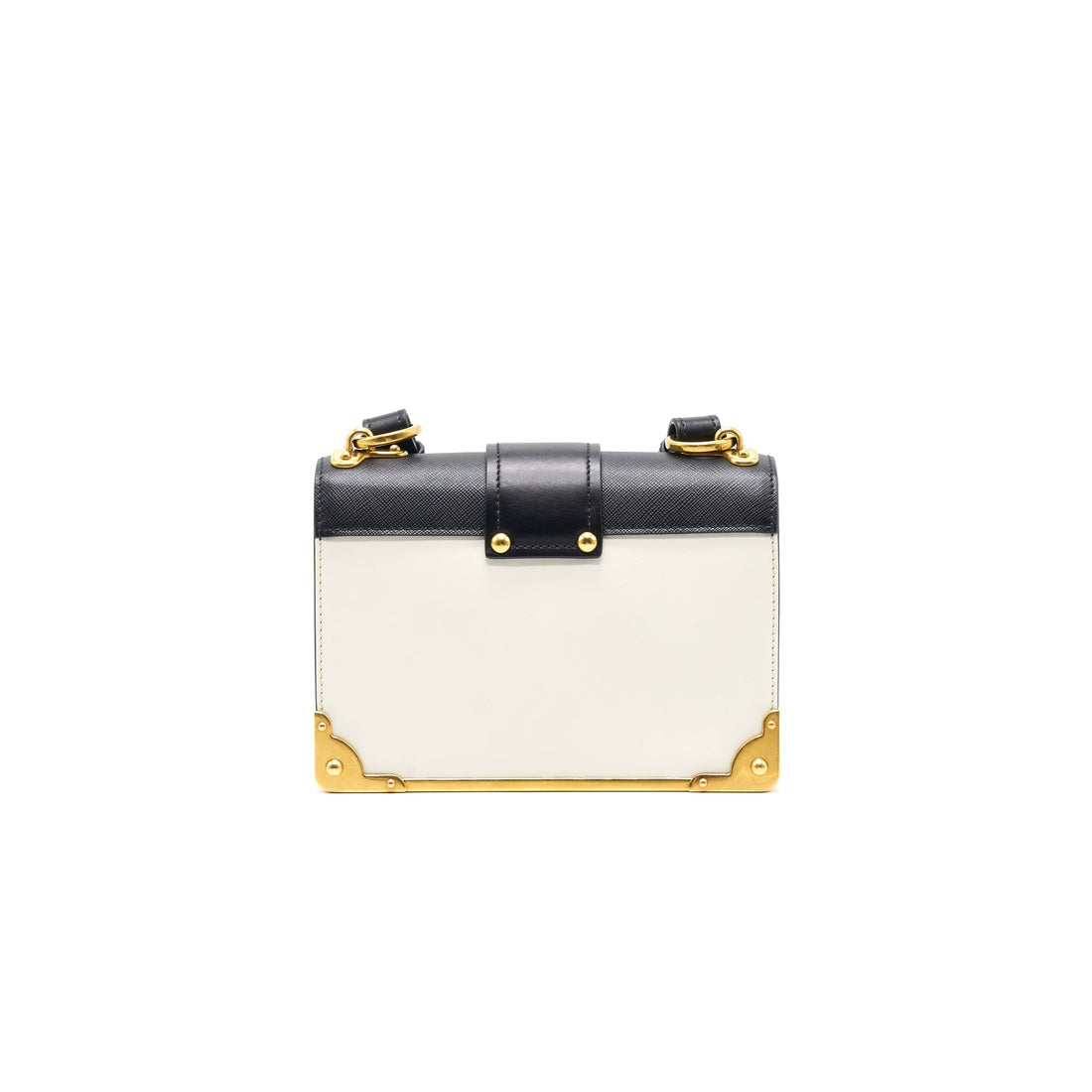 Prada Leather Cashier Bag White/ Black GHW
