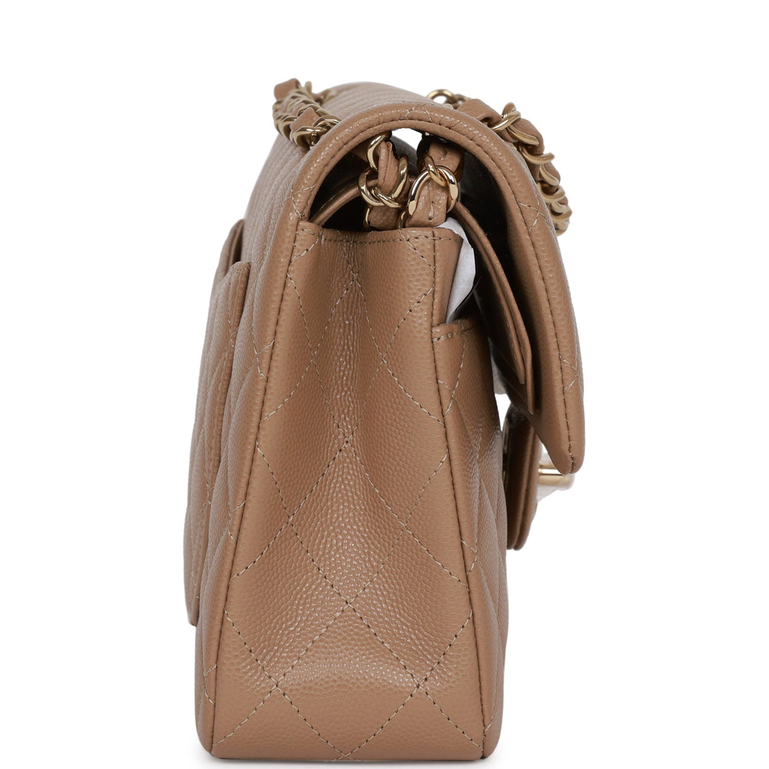 Chanel Small Classic Double Flap Dark Beige Caviar Light Gold Hardware