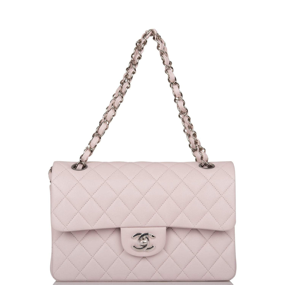 Chanel Small Classic Double Flap Bag Light Purple Lambskin Silver Hardware