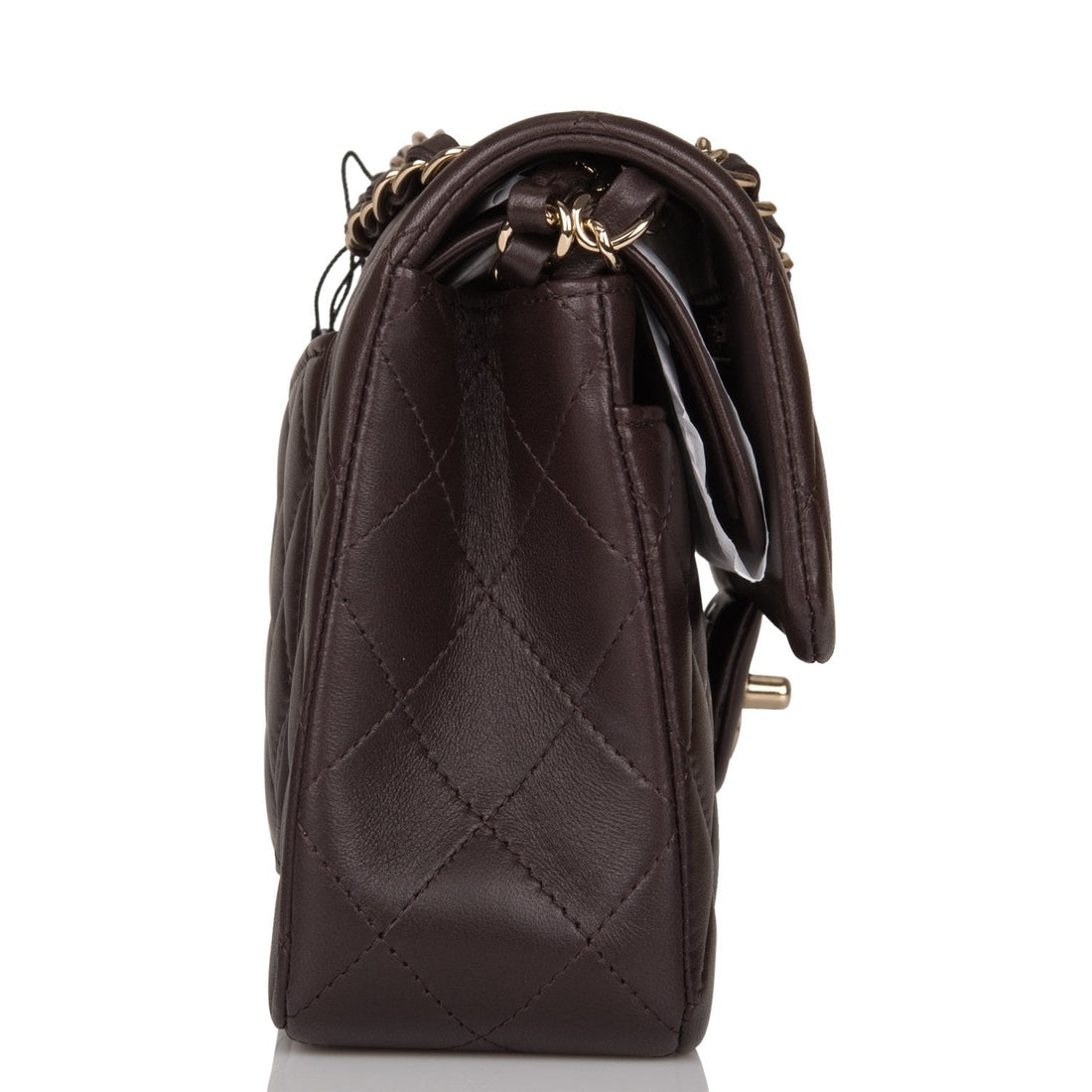 Chanel Small Classic Double Flap Bag Dark Brown Lambskin Light Gold Hardware