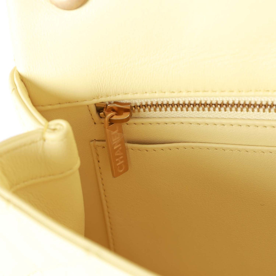 Chanel Camellia Crush Medium Flap Yellow Lambskin Antique Gold Hardware