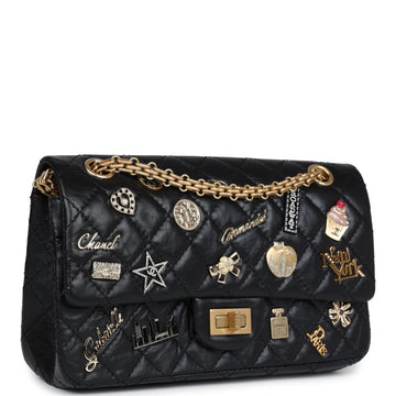 Chanel Small Reissue 225 2.55 Double Flap Lucky Charms Black Aged Calfskin Antique Gold Hardware