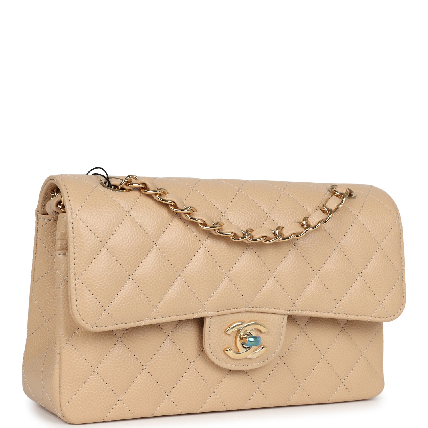 Chanel Small Classic Double Flap Bag Beige Caviar Gold Hardware