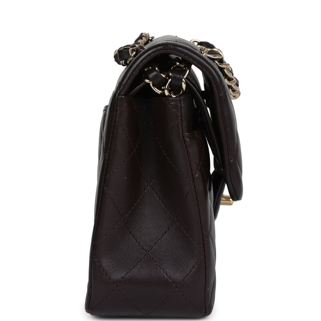 Chanel Small Classic Double Flap Bag Brown Lambskin Light Gold Hardware