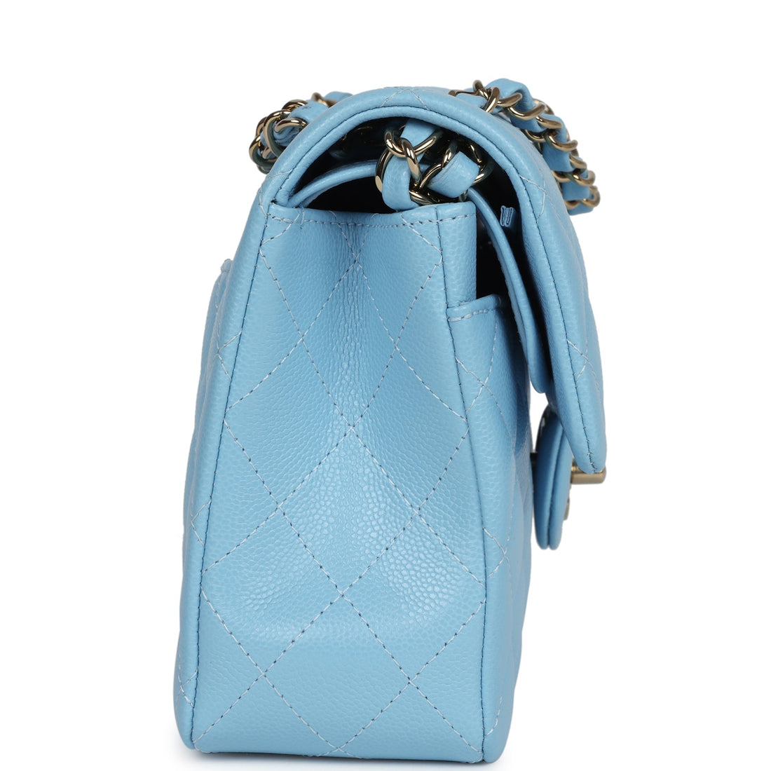 Chanel Small Classic Double Flap Bag Light Blue Caviar Gold Hardware