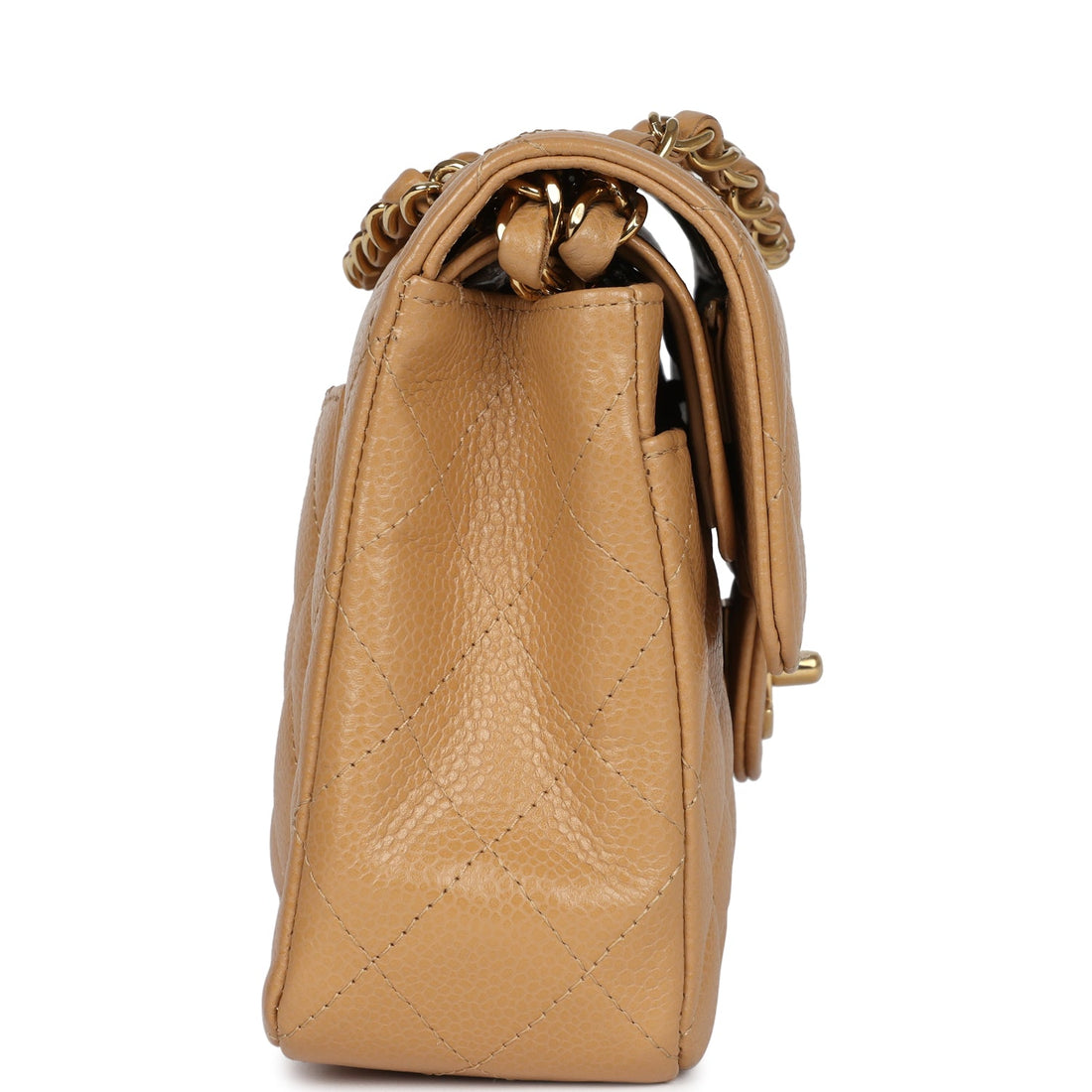Chanel Small Classic Double Flap Dark Beige Caviar Gold Hardware