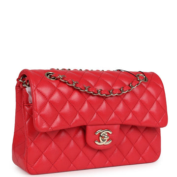 Chanel Small Classic Double Flap Bag Red Shiny Caviar Light Gold Hardware