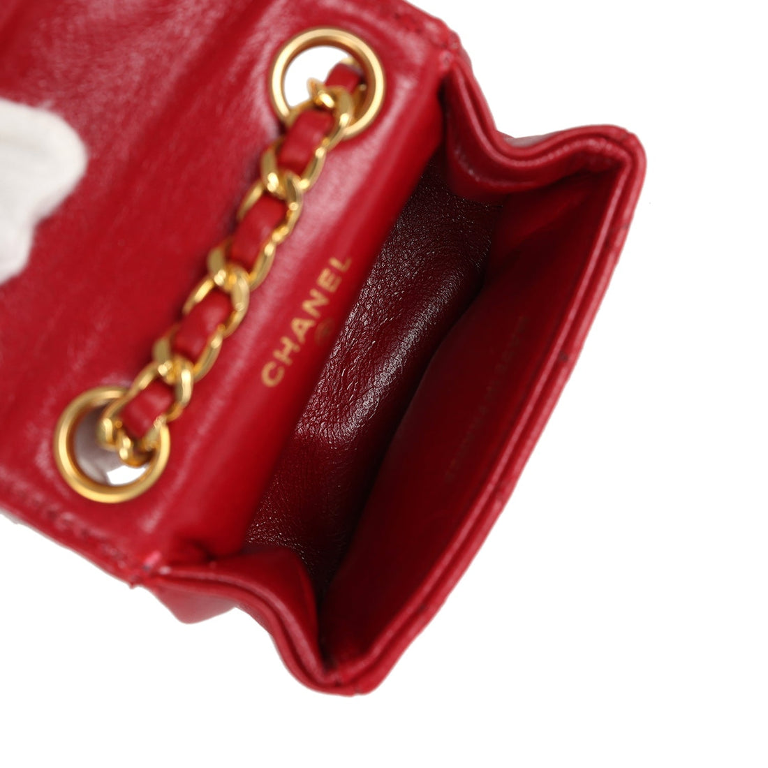Chanel Micro Belt Flap Bag Red Lambskin Gold Hardware
