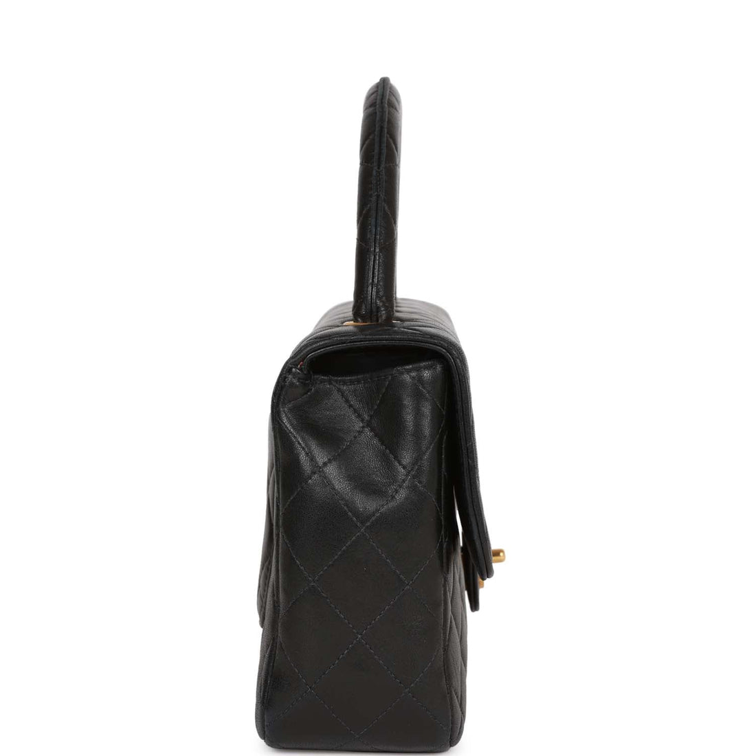 Chanel Kelly Parent Flap Bag Black Lambskin Gold Hardware