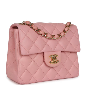 Vintage Chanel Mini Square Flap Light Pink Lambskin Gold Hardware