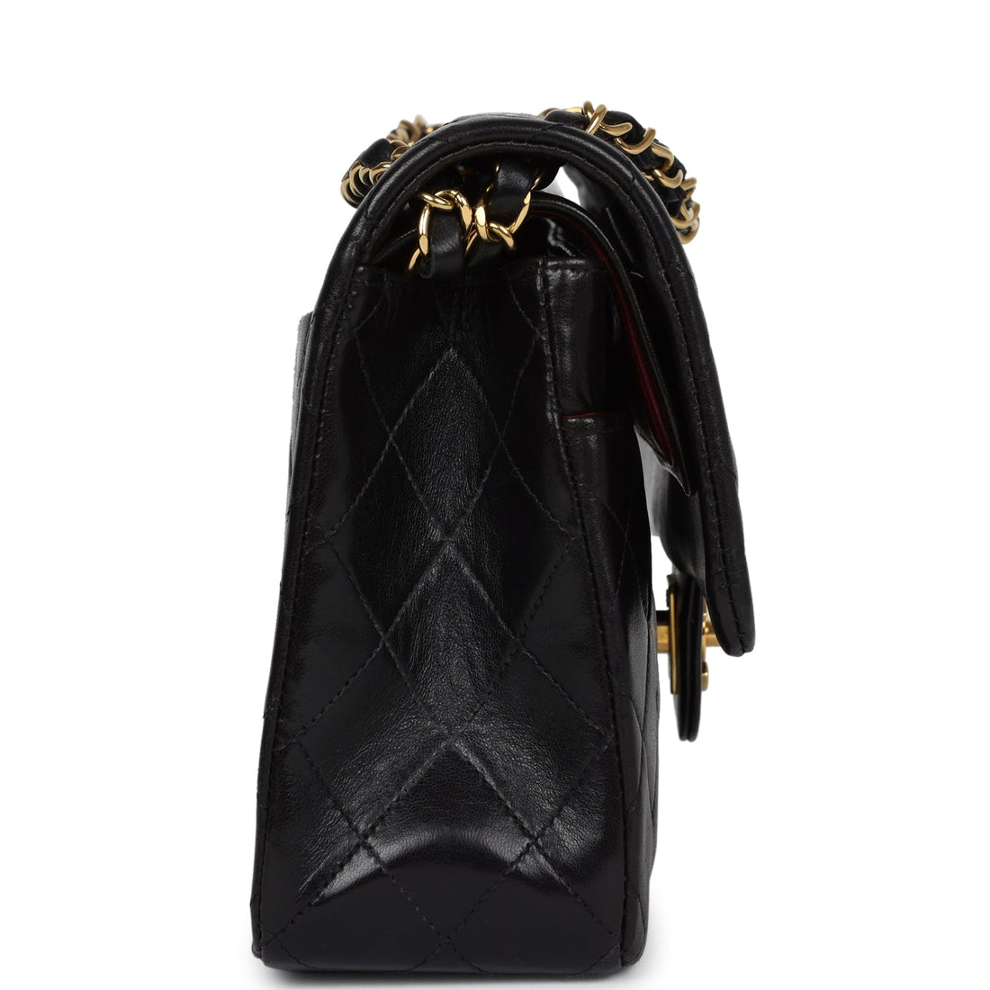 Vintage Chanel Medium Classic Double Flap Black Lambskin Gold Hardware