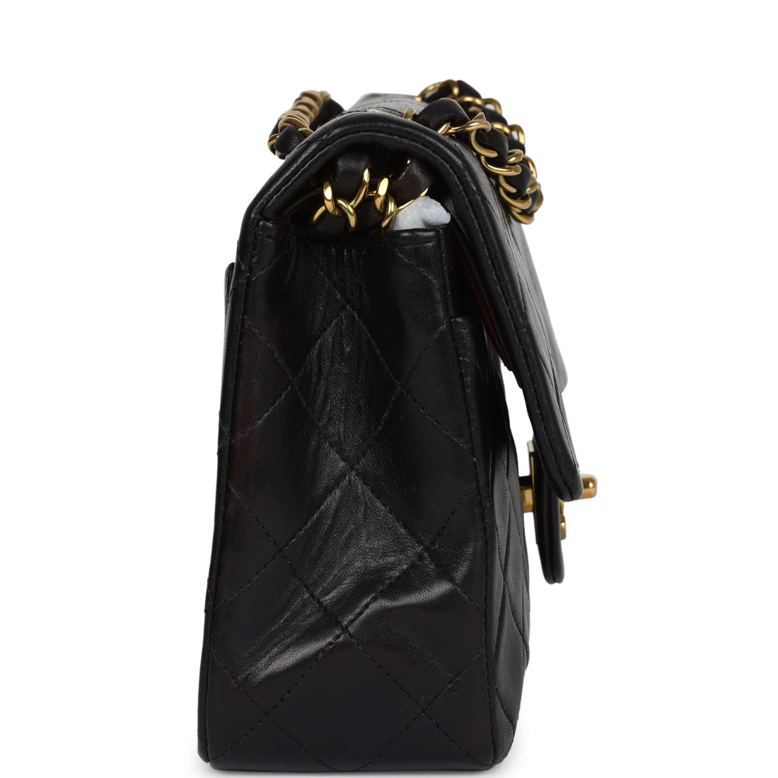 Vintage Chanel Small Classic Double Flap Black Lambskin Gold Hardware