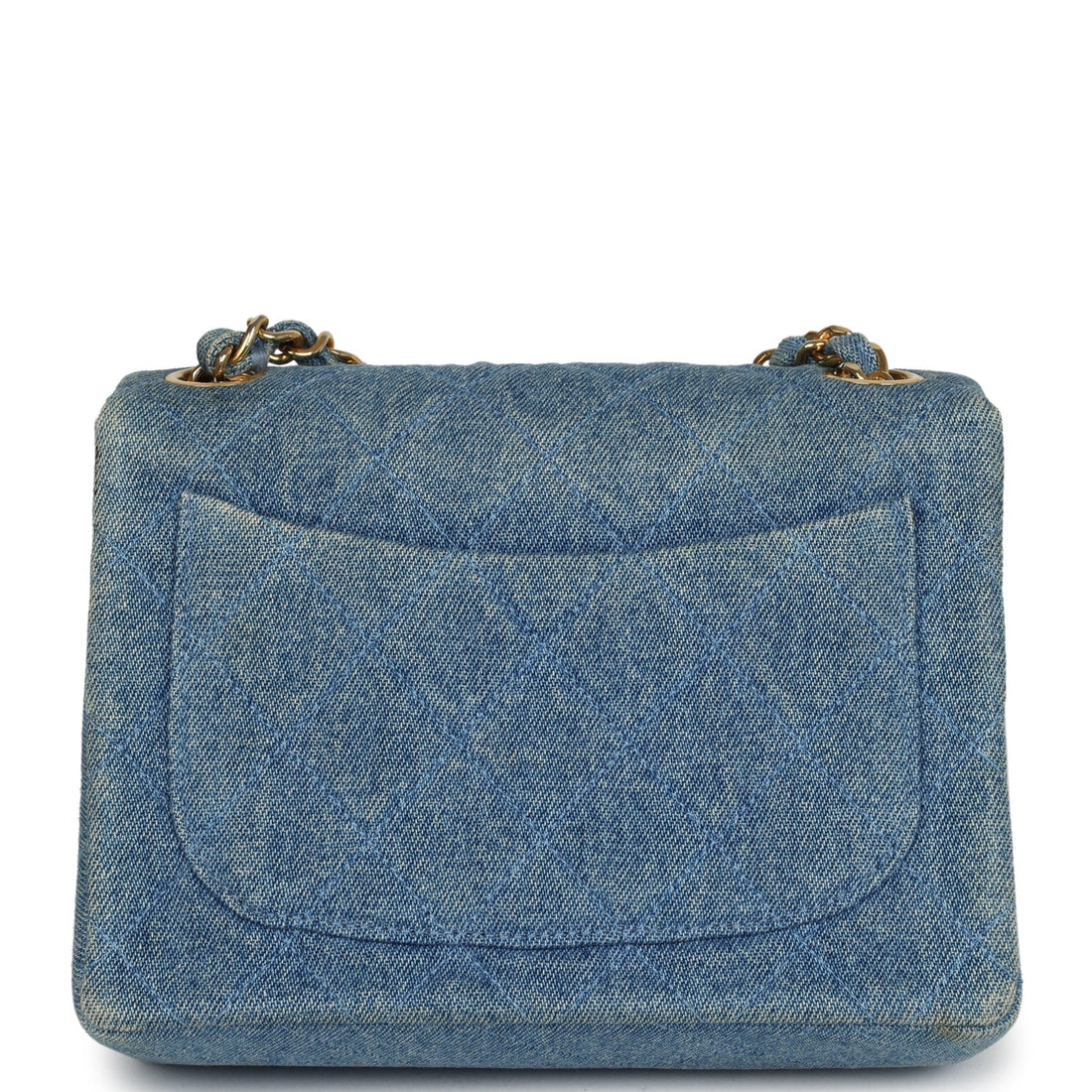 Chanel Mini Square Flap Bag Blue Denim Gold Hardware