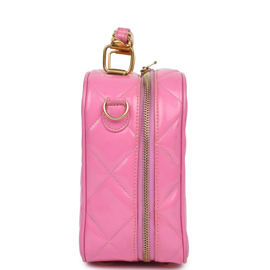 New Chanel Lunchbox Vanity Bag Pink Patent Gold Hardware