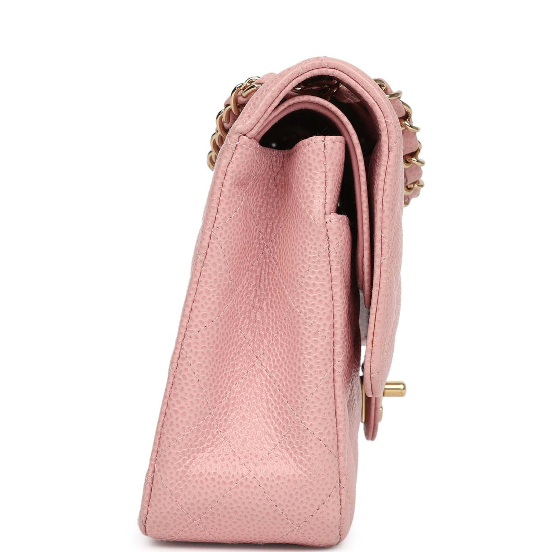 New Chanel Medium Classic Double Flap Bag Pink Caviar Gold Hardware