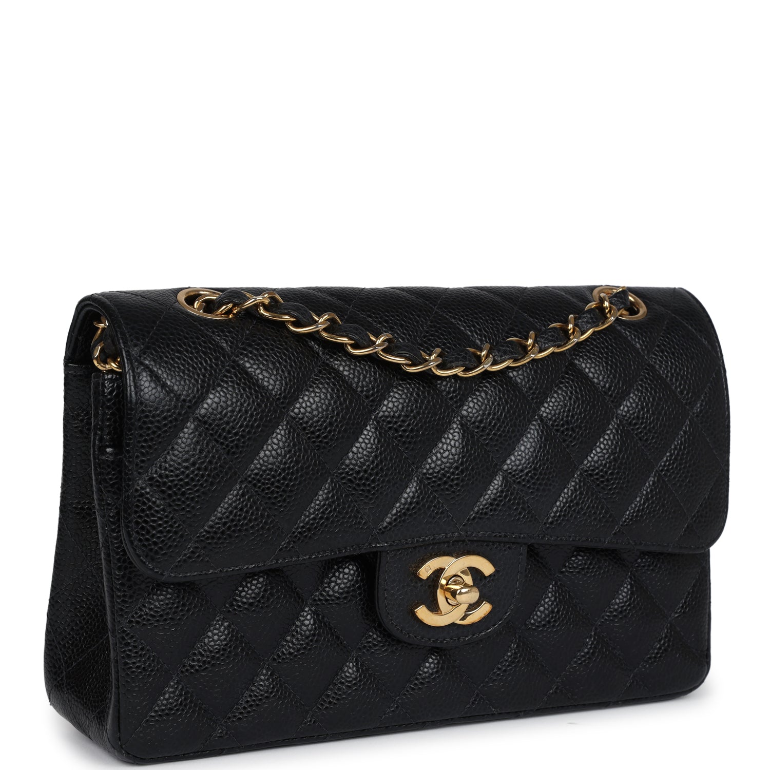 Vintage Chanel Small Classic Double Flap Black Caviar Gold Hardware