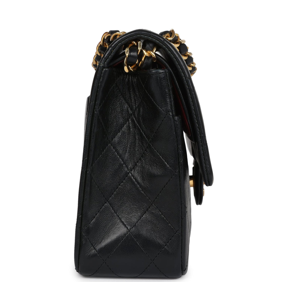 Vintage Chanel Medium Classic Double Flap Bag Black Lambskin Gold Hardware