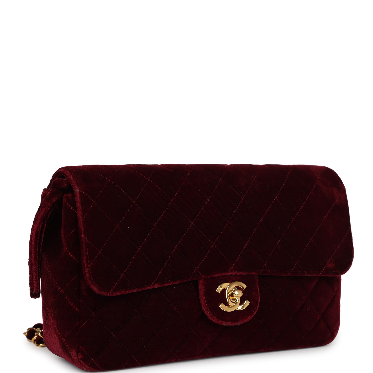 New Chanel Medium Classic Flap Backpack Burgundy Velvet Gold Hardware