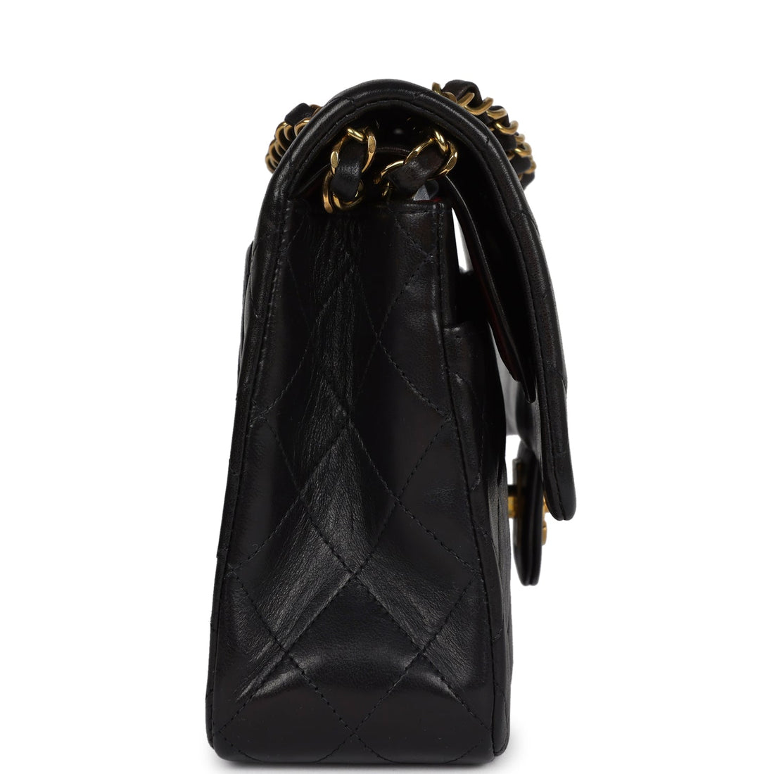 Vintage Chanel Medium Classic Double Flap Bag Black Lambskin Gold Hardware