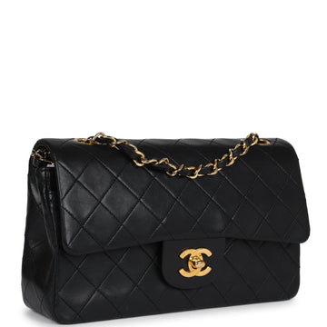 Vintage Chanel Small Classic Double Flap Black Lambskin Gold Hardware
