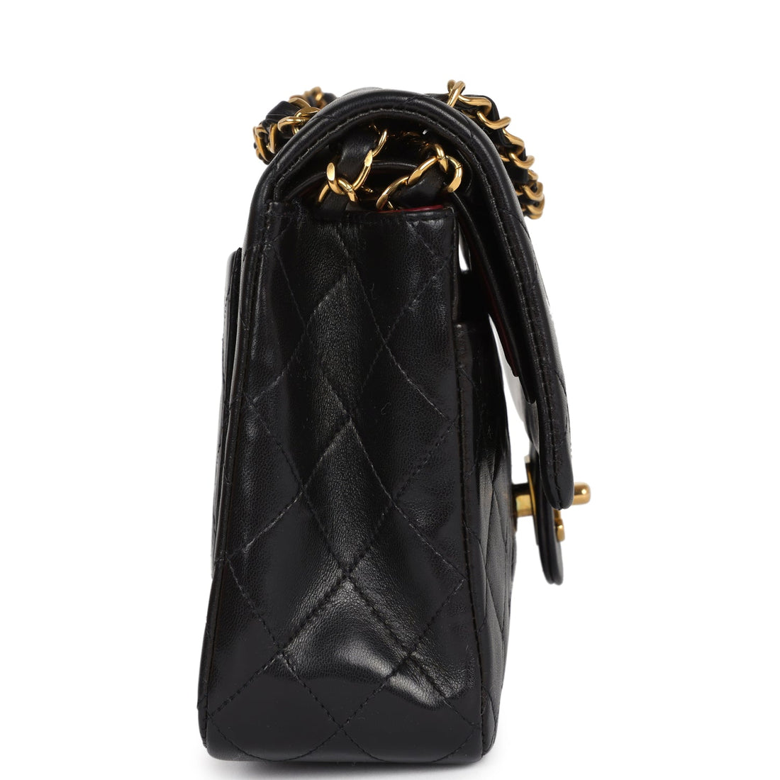 Vintage Chanel Medium Classic Double Flap Bag Black Lambskin Gold Hardware