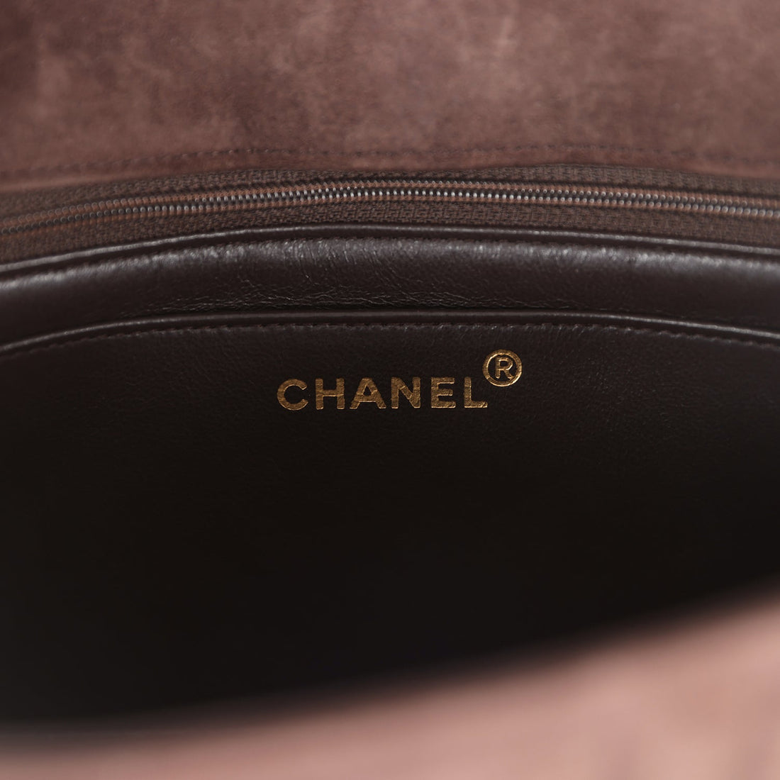 Vintage Chanel Medium Vertical Flap Bag Brown Suede Gold Hardware