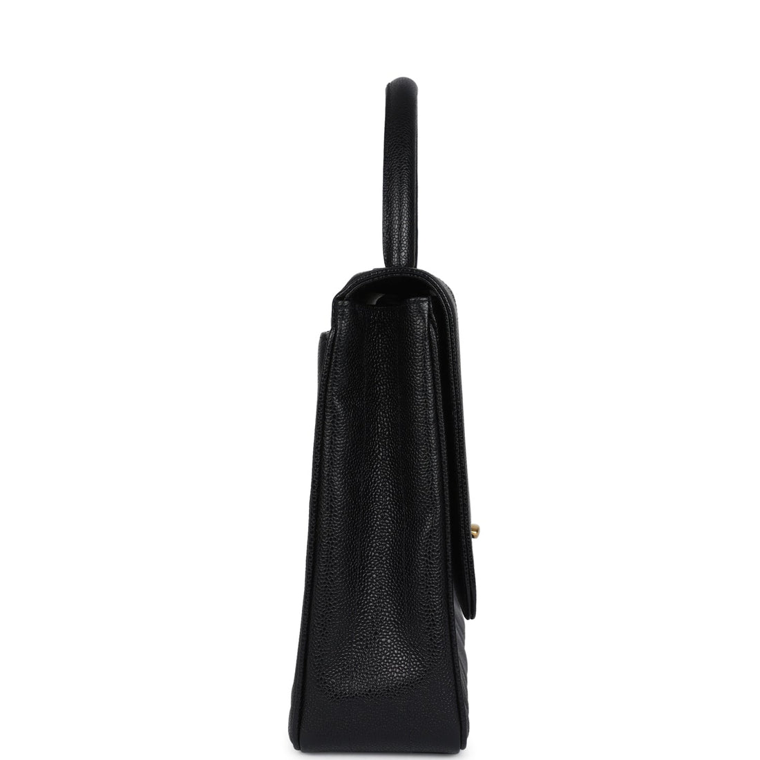 Chanel Vertical Stripe Kelly Flap Bag Black Caviar Gold Hardware