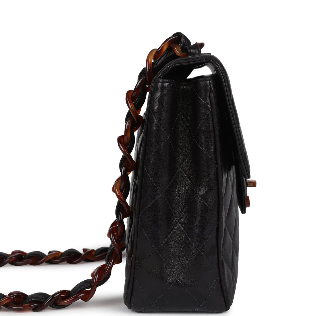 Chanel Jumbo Single Flap Bag Black Lambskin Tortoiseshell Bakelite Hardware