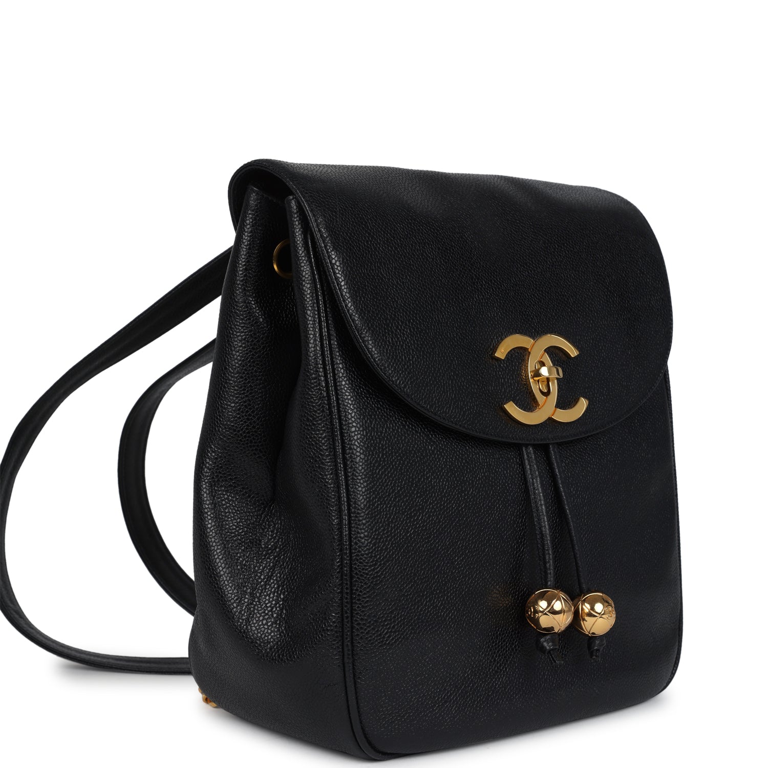 Vintage Chanel Medium CC Backpack Black Caviar Gold Hardware