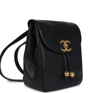 Vintage Chanel Medium CC Backpack Black Caviar Gold Hardware