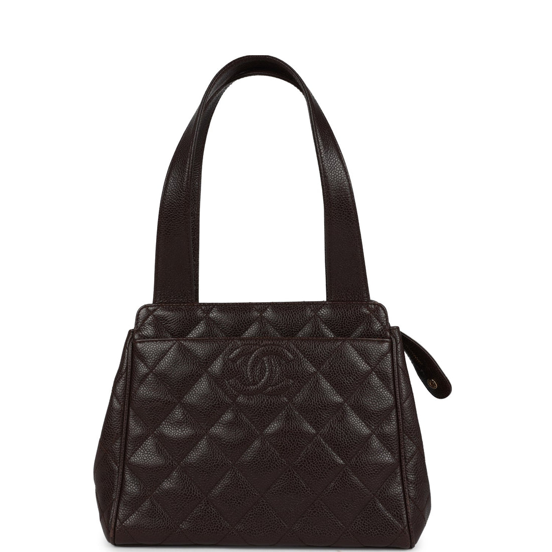 Vintage Chanel Mini Shopper Shoulder Bag Brown Caviar Gold Hardware