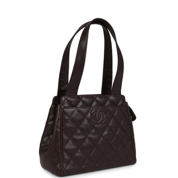 Chanel Mini Shopper Shoulder Bag Brown Caviar Gold Hardware