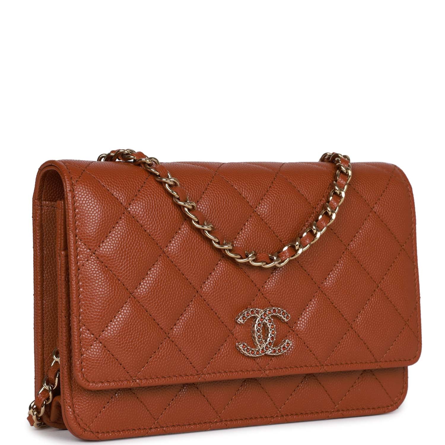 Chanel Wallet on Chain WOC Brown Caviar Gold Hardware
