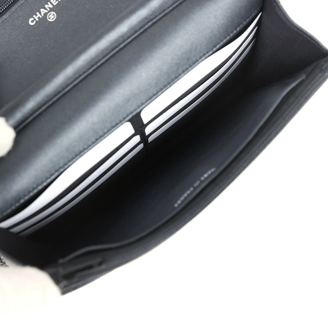 Chanel Classic Wallet On Chain WOC SO Black Iridescent Lambskin Black Hardware