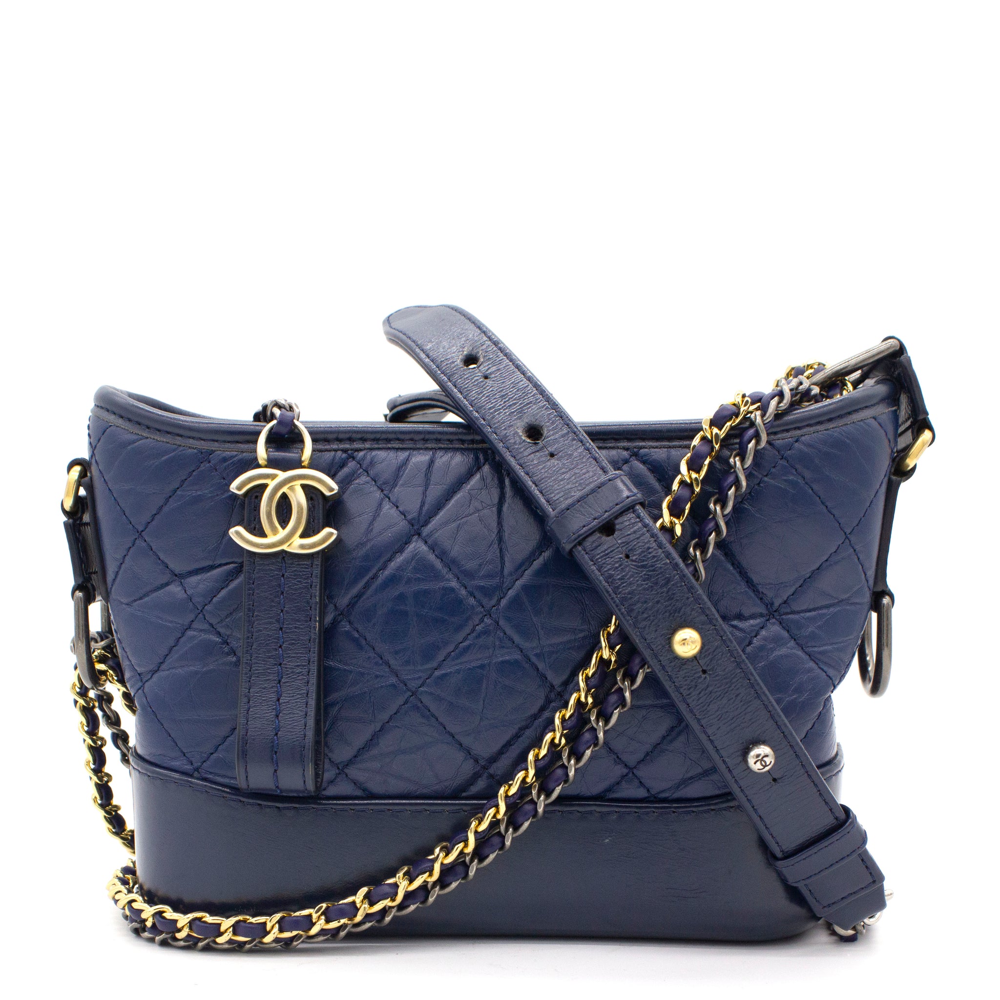 Chanel Calfskin Quilted Small Gabrielle Hobo Blue
