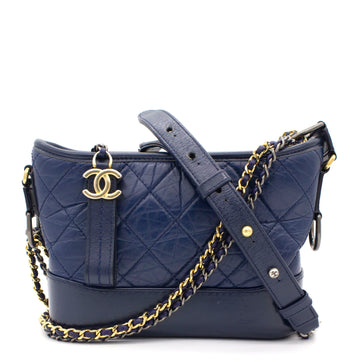 Chanel Calfskin Quilted Small Gabrielle Hobo Blue