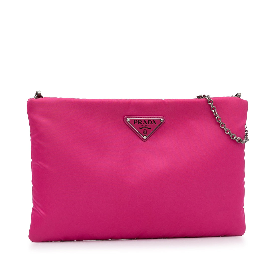 PRADA - Pink Tessuto Fluo Clutch on Chain