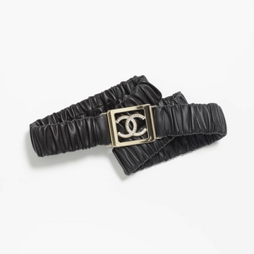 CC Lambskin Gold-Tone Metal Belt Designer Belts for Women