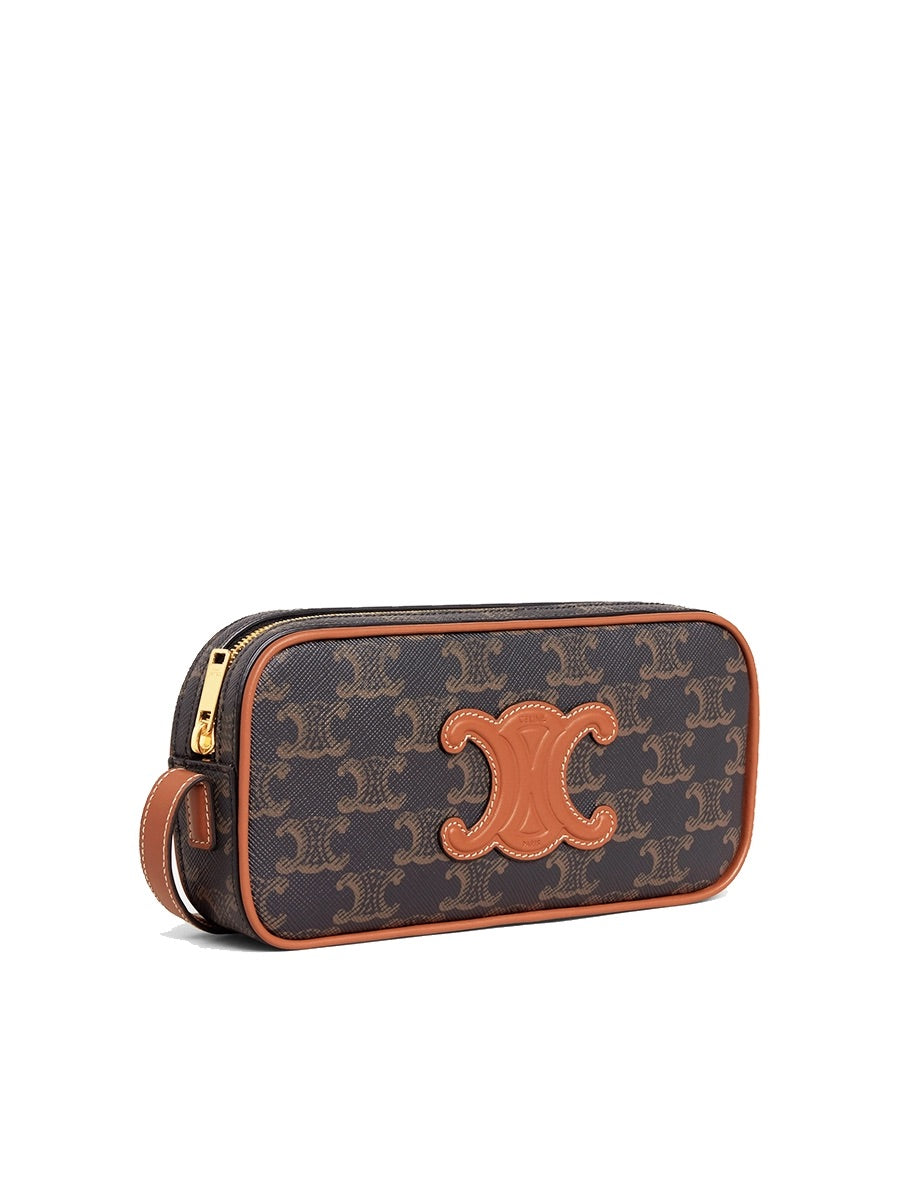 Camera Shoulder Bag Cuir Triomphe in Triomphe Canvas and Calfskin