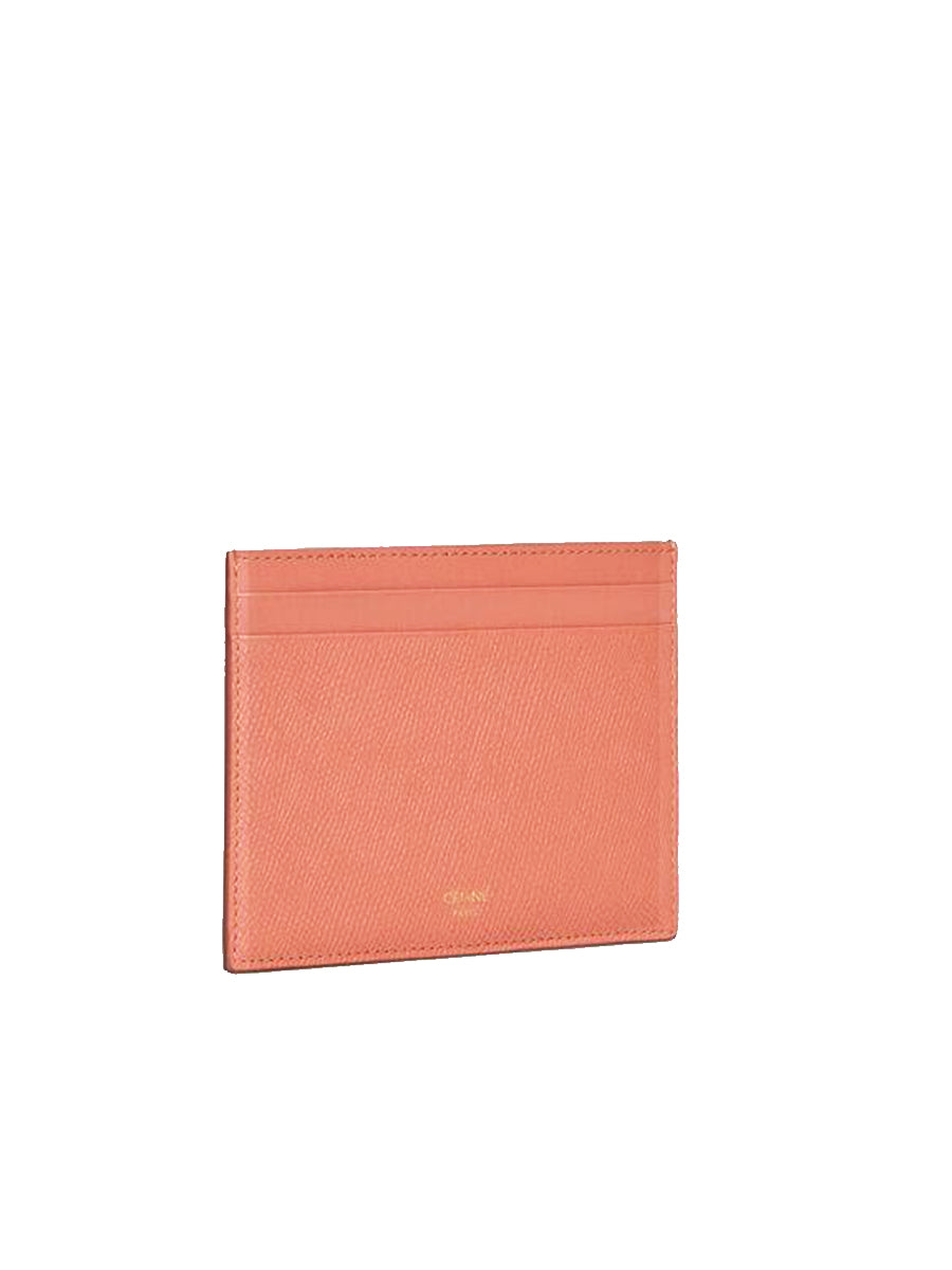 Card Holder in Grained Calfskin Terracotta