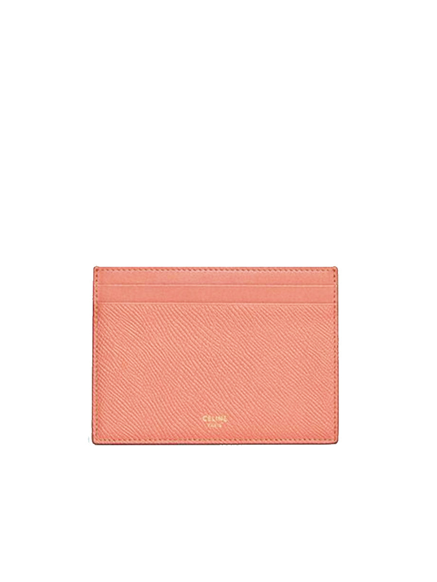 Card Holder in Grained Calfskin Terracotta