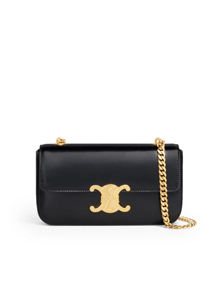 Chain Shoulder Bag Triomphe in Shiny Calfskin Black